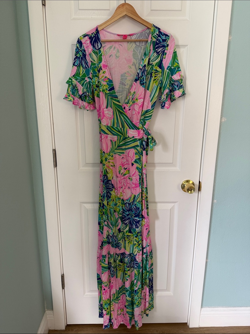 Lilly Pulitzer Tropical Floral knit Wrap Maxi Dress